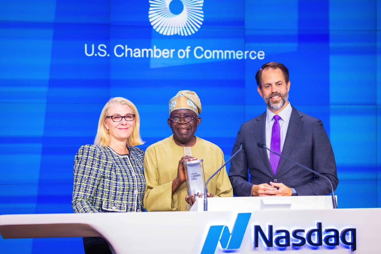 Tinubu Becomes First Ever African Leader To Ring Closing Bell At NASDAQ; Woos Large Scale Investment At The Nigeria-U.S. Executive Business Roundtable